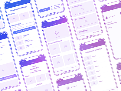 Gravity - Wireframes coach fitness fitness app fitness coach gravity health strength wellness wireframe