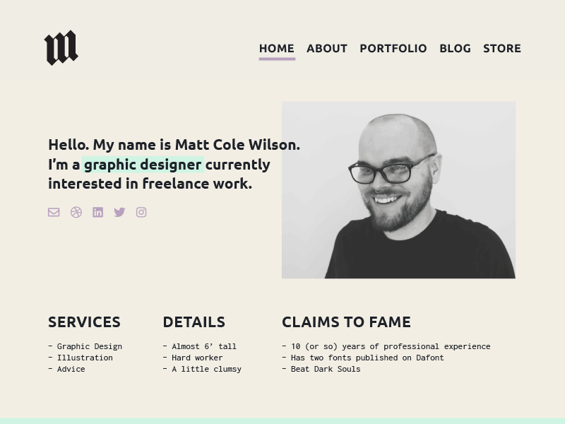 Personal Website Concept branding personal portfolio website wip