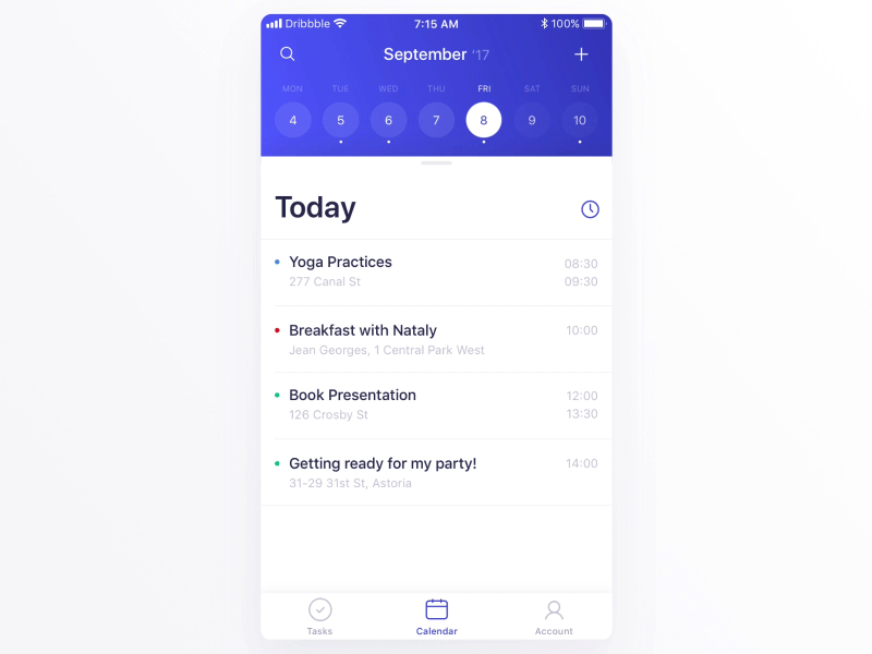 Calendar app calendar interaction ios mobile mobile app principle sketch ui ux