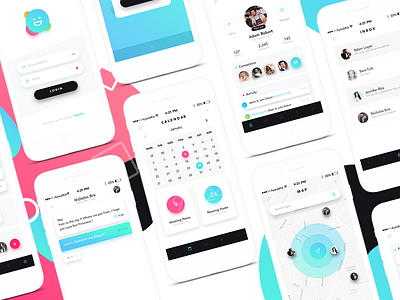 Chatly - Mobile App UI Kit Design app calendar chat download gradient ios iphone minimal mobile profile ui ux