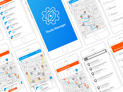 Route Manager app gps interface logo map mobile optimization route ui ux