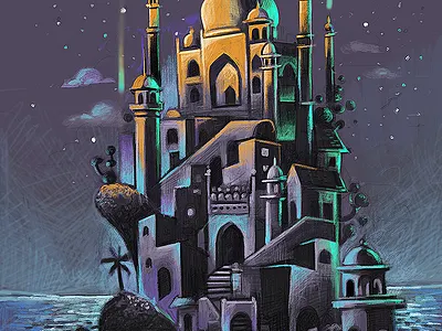 upcoming project sneak beach dreamy fantasy illustration ipad mugal night pro procreate sneak texture