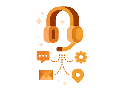 Customer Dedication chat client communication customers dedication email gear headset location orange provider service