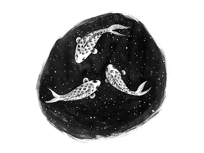 Night Sky Pondering constellation deep ink koi punny sky stars