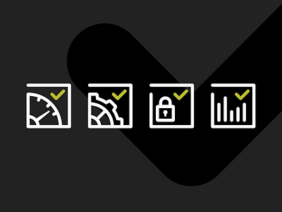 Security check icon set automate checkbox icon set monitoring performance security