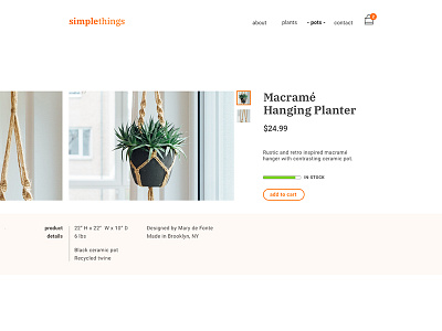 Daily UI #096 availability dailyui instock macrame nowinstock planter productui uidesign uidesigner uxdesign uxdesigner