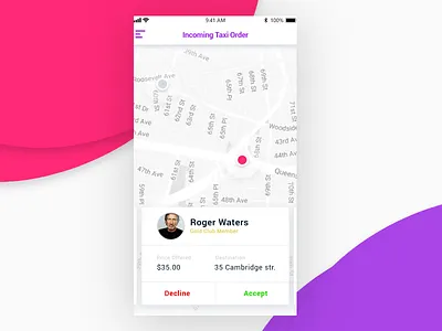 Incoming Taxi Order UI car driver incoming light order passenger ride taxi ui
