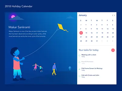 Calendar banner calendar color event holiday home illustration india indore ui ux