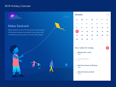 Calendar banner calendar color event holiday home illustration india indore ui ux