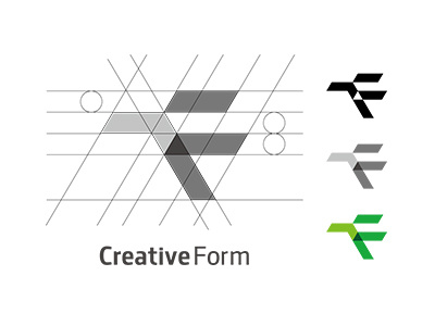 Creativeform collection creative f form green grid identity logo minimal