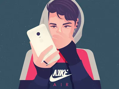 Dusty mirrors fashion girl hoodie illustration minimal nike people portrait selfie vector