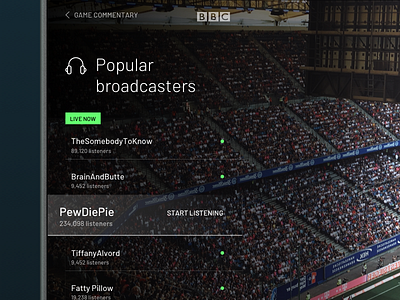 Custom broadcast bbc broadcast future cast interaction live sport television tv ui userinterface youtube