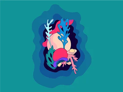 Pearl Forest colorful illustration ocean