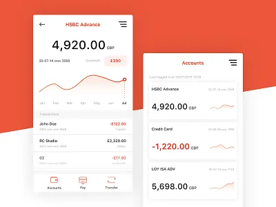 HSBC Mobile Banking App account app bank financial mobile payment transfer ui ux