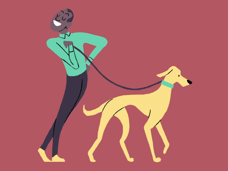 Man and man's best friend animation cartoon dog gif illustration loop walk