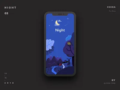 Night forest illustration night purple