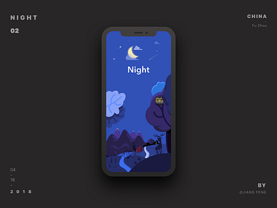 Night forest illustration night purple