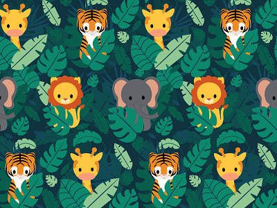 Jungle Pattern baby shower cute illustration jungle lion nature pattern tiger