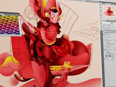 Van Tinh Quan culture identity illustration job process red vietnam xnhan00