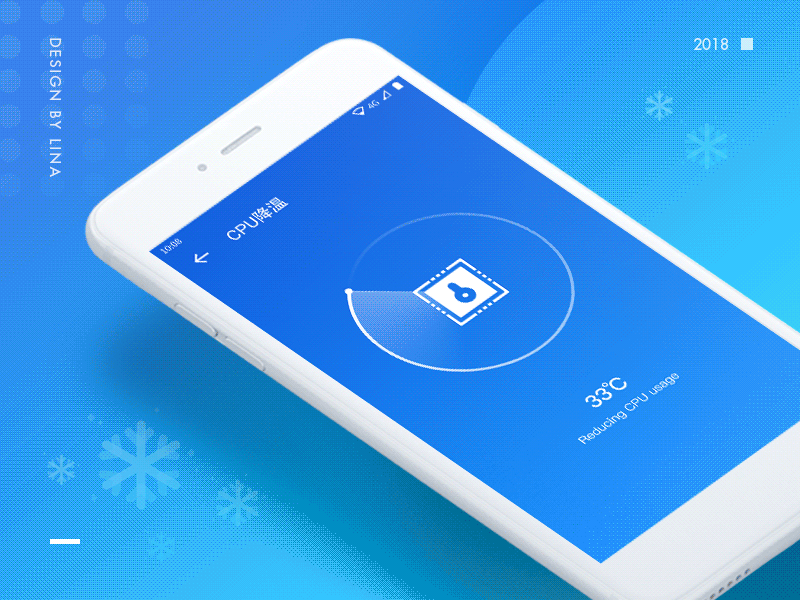 CPU cooling app boost clean concise cooling gif interaction light safe scan ui visual