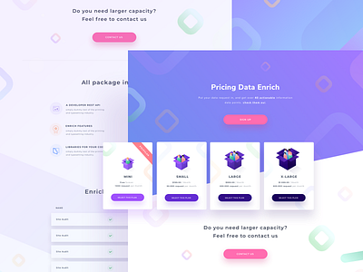 Enrich Pricing Data Plans box case desktop gradient icon illustration isometric landing study web