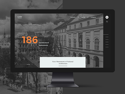 Lviv architecture. Slider architecture concept lion lviv modern ukraine web