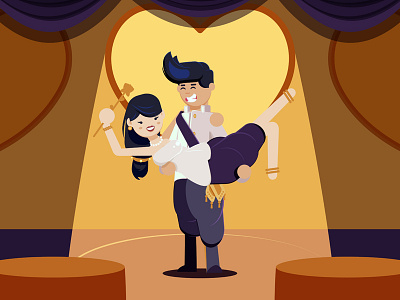 Lovely traditional Khmer wedding couple - Flat-design asia cambodia couple culture cute flat design khmer love married traditional vector wedding