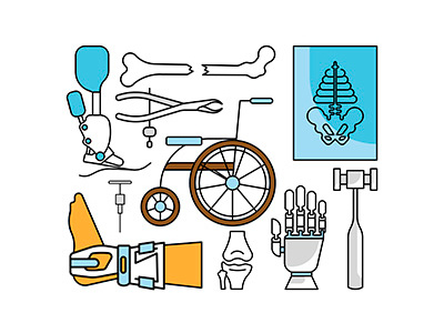 Medical aid concept in flat line style bone flat hospital injury leg line medical medicine orthopedic skeleton surgery traumatology