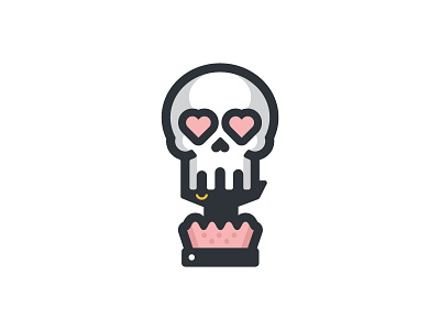 Love and Death badge death flat hearth icon illustration logo love married skull tattoo vector