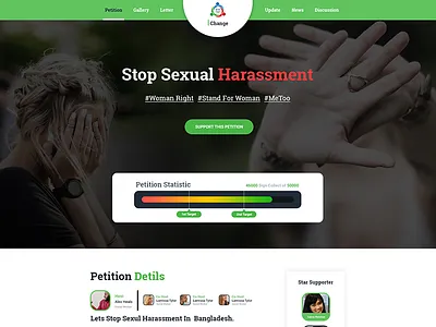 iChange- Petition Create PSD Template clean creative morden petition progress bar ui design web templete. homepage
