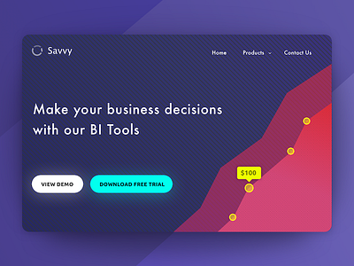 Landing Page 100dayui bi business chart dailyui design gradient ui landing page tooltip trending ui uidesign web design