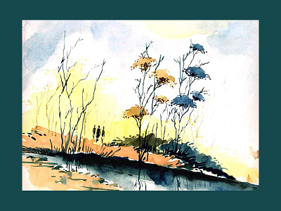 Water Colour On Board Landscape brush colours outdoor paintings water color