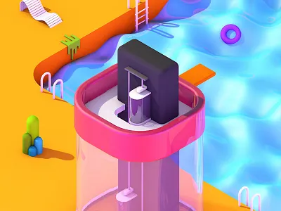 G - 36 days of type 36days g 36daysoftype 36daysoftype 05 c4d cinema4d g lift pool render rendering swimming