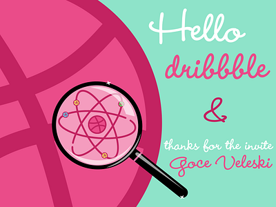 Hello dribbble! atom cartoon digit flatdesign illustration lineart logo vectordesign