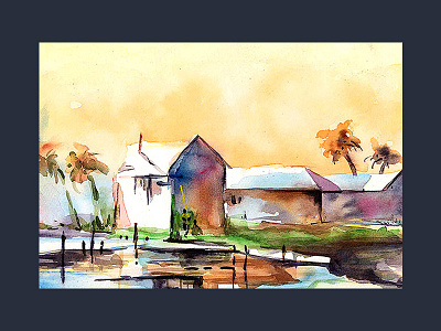 Water Colour On Board Landscape brush colours paintings water color