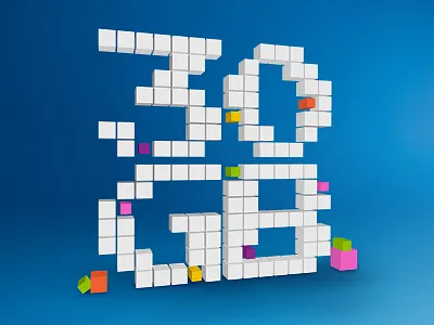 30 Gig 3d blocks data gigabyte isometric pixel visualize