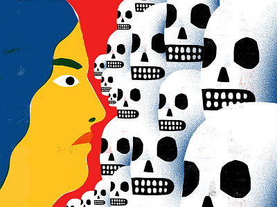 Look Em In The Eye color illustration skull texture