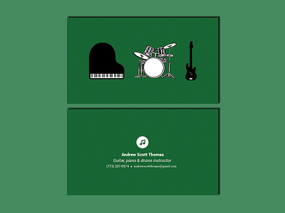 Business Card - Music instructor bass business card drums guitar instructor minimalist music piano teacher