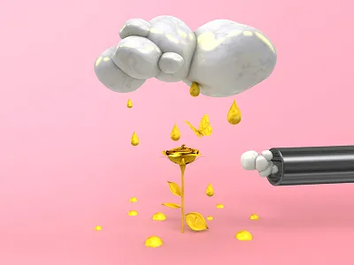 Monday Mood 3d air c4d cloudy golden rose
