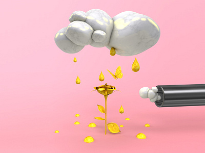 Monday Mood 3d air c4d cloudy golden rose