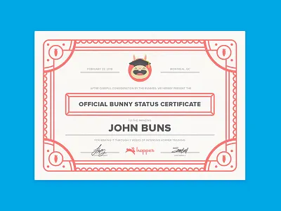 Hopper Graduate Certificate bunny carrot certificate graduate hopper illustration print type