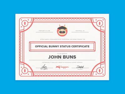 Hopper Graduate Certificate bunny carrot certificate graduate hopper illustration print type