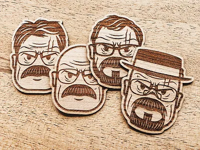 Evolution of Walter White Wooden Sticker Pack breaking bad faces illustration sticker stickers walter white wooden