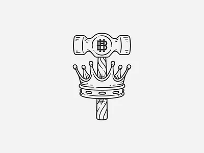 Hammer & Crown badge branding drawing hammer hand drawn illustration king lettering line work logo monogram patch