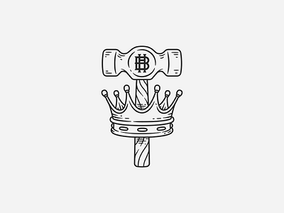 Hammer & Crown badge branding drawing hammer hand drawn illustration king lettering line work logo monogram patch