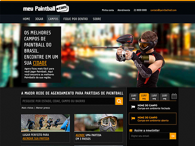 Paint Ball battle black dark design game guns interface layout paintball sports ui ux