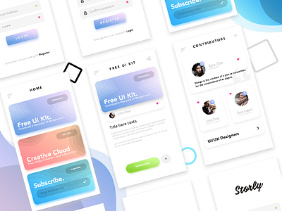 My Stories – Freebie app UI Kit Design app clean download freebie gradient interface minimal modern psd stories ui ux