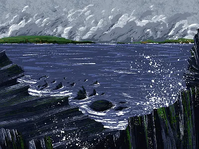 Irish Coast illustration ireland irish irish coast coast rough sea seas waves