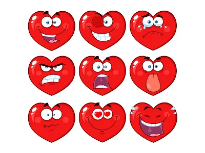 Heart Emoji set 1 cartoon character emoji emoticon heart joke love mascot