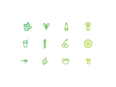 Glow Juicery - Illustrations branding fitness food illustration foods gradient graphic design health identity illustration juicery line illustration logo